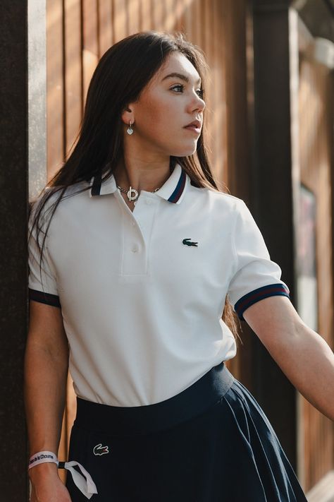 Lacoste Moves The Needle For Golf Fashion | Hypebeast Polo Club Outfit Women, Lacoste Aesthetic Outfit, Lacoste Women Outfit, Lacoste Tennis Outfit, Lacoste Polo Shirt Women Outfit, Lacoste Outfit Women, Golf Shirts Women, Polo Outfits For Women, Polo Shirt Uniform