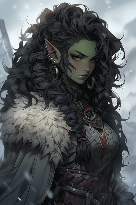 Skyrim Orc Female, Orc Girl Art, Dnd Half Orc Woman, Orc Female Art, Female Orc Art, Female Orc Barbarian, Female Orc Beautiful, Half Orc Woman, Orc Character Art