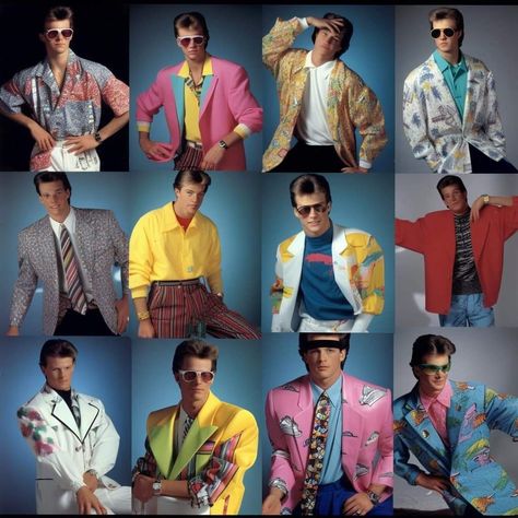 80s Themed Outfits Men, 80s Male Fashion Aesthetic, Club Outfit For Men, Men’s 80s Outfits, 1980s Outfits Men, 80s Party Outfits Men, 80s Fashion Men Vintage, 80s Male Outfits, 90s Disco Outfit