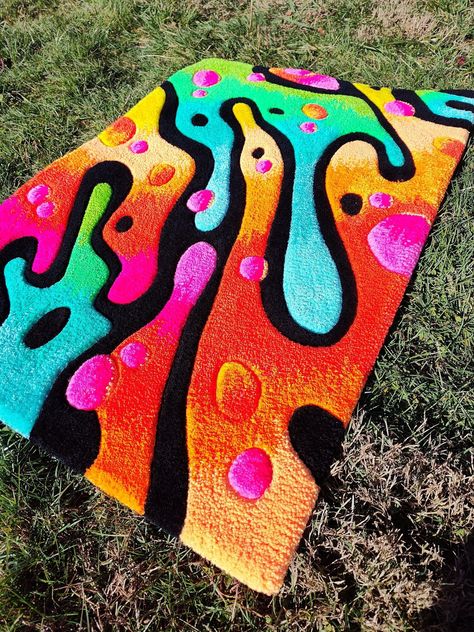 🤗 🤗 Thank you for stopping by my store ️️❤️❤️ Handmade tufted carpet ☺️🌈❤️ Composition : 100% hypoallergenic acrylic. Size: 24,4 inches / 35,6 inches Made with love and pleasure, for your joy ️ The back side of the carpet has a non-slip surface. This author's carpet is made with great pleasure and love! Such a rug is nice to give and receive as a gift! ...#DecorInspiration #HomeDecor #HomeInspiration #HouseGoals #HomeIdeas #InteriorInspo #InteriorDesign #HomeDecorating #HomeStyle #DecorTips Carpet Bedroom Decor, Bright Carpet, Decorate Ideas, Tufted Carpet, Stylish Bedroom Decor, Wall Trends, Girly Apartment Decor, Industrial Style Decor, Living Room Design Ideas