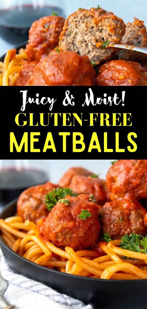 Tender Gluten-Free Meatballs (No Breadcrumbs) Italian Meatballs No Breadcrumbs, Easy Gluten Free Meatballs, Gf Meatballs Gluten Free, Gluten Free Spaghetti And Meatballs, Gluten Free Egg Free Meatballs, Meatball Recipes Gluten Free, Gluten Free Dairy Free Meatballs, My Saved Recipes On Pinterest, Meatballs No Egg