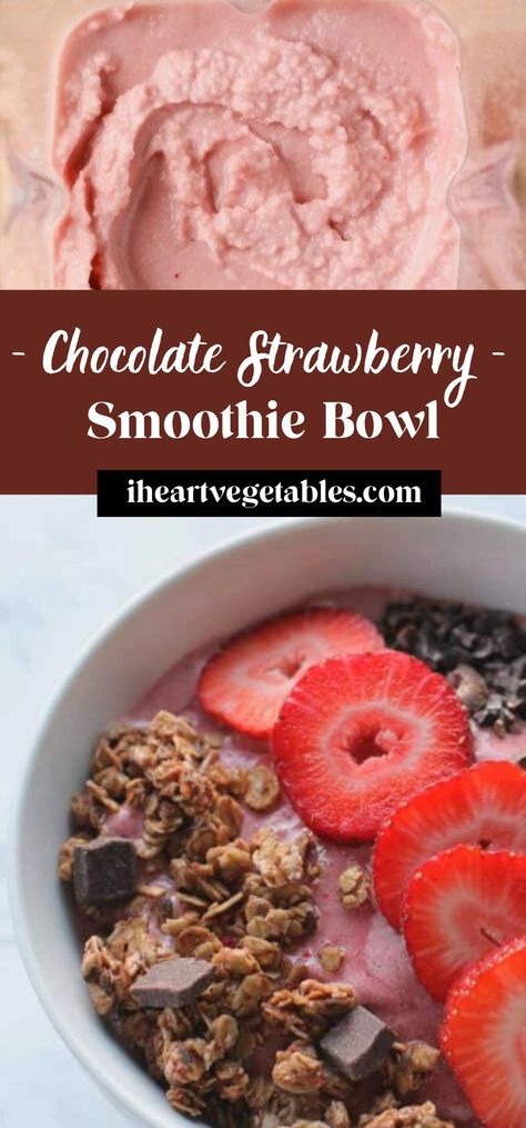 If you love chocolate-covered strawberries, this smoothie bowl recipe is for you! Sweet strawberries and cocoa powder come together for a tasty breakfast! Acai Bowl Recipe Easy, Green Smoothie Bowl Recipe, Strawberry Smoothie Bowl, Smoothie Bowl Recipe Healthy, Bowl Recipes Easy, Chocolate Smoothie Bowl, Acai Bowls Recipe, Smoothie Recipes Healthy Breakfast, Chocolate Covered Strawberry