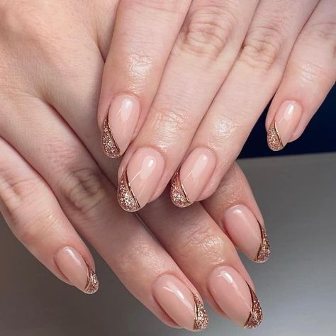 Gold French Tips, Glitter French Tip Nails, Glitter French Tip, Manicure Images, Gold French Tip, Classic French Tip, Glitter French Nails, Glitter Tips, Natural Acrylic