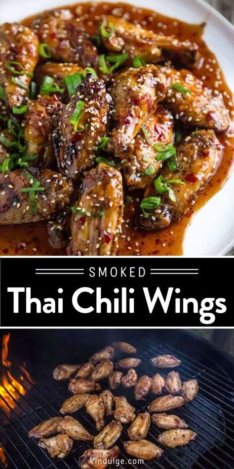 Thai Chili Chicken Wings, Thai Chili Wings, Thai Chili Chicken, Asian Zing Sauce, Sweet Chili Sauce Chicken, Chili Chicken Wings, Sweet Chili Wings, Smoker Ideas, Best Bbq Recipes