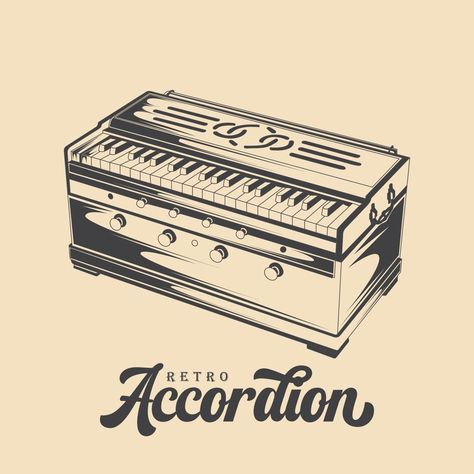 Hand drawn classic accordion. Vintage musical instrument Vector Illustration Harmonium Drawing, Instruments Drawing, Music Doodle, Latest Kitchen Designs, Music Drawings, Drawing Simple, Art Painting Gallery, Mini Drawings, Painting Gallery