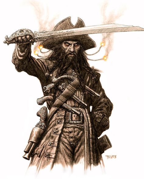 blackbeard | Legend of Blackbeard’s Ghost Black Beard Pirate, Famous Pirates, Pirate Tattoo, Pirates Cove, Pirate Art, Black Beards, Black Sails, Pirate Life, Treasure Island