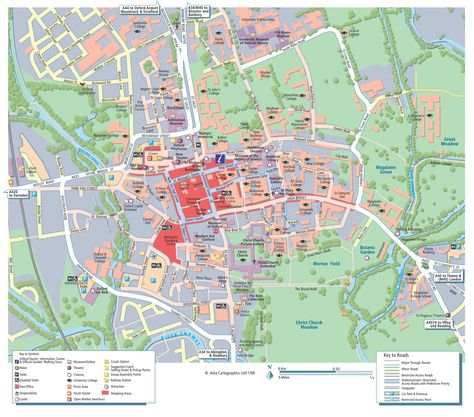 Detailed map of Oxford for print or download Oxford Map, University In England, Oxford Travel, Travel Autumn, Oxford College, London England Travel, Oxford City, England Map, Campus Map