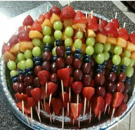 How To Display Fruit Skewers, Fruit Screwers Food Ideas, Shish Kabobs Fruit, Fruit Kabobs For Wedding, Fruit Kebabs Ideas Skewers Halloween, Fruits On A Stick, Fruits On Stick, Fancy Fruit Kabobs, Fruits Ideas For Party