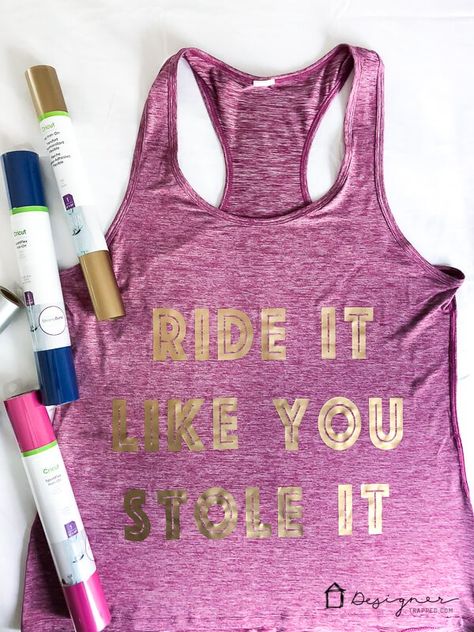 Now there is a heat transfer vinyl that has enough stretch to use on work out clothes, bathing suits, yoga pants, leggings and more! It's called SportFlex Iron On™ and it's awesome. In this post, you will learn how to use Cricut Iron On Vinyl for workout clothes, activewear and stretchy fabrics. Work Out Clothes, Cricut Iron On Vinyl, How To Use Cricut, Vinyl Leggings, Vinyl Tumblers, Diy Tops, Craft Room Storage, Crafts To Make And Sell, Bathing Suit Covers