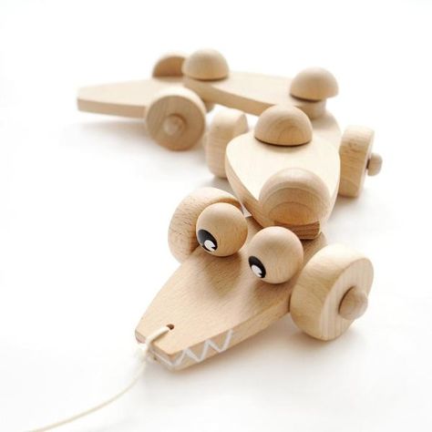 Sarah & Bendrix - Charles Wooden Pull A Long Crocodile Pull Toys, Pull Along Toys, Doll Crib, Childrens Shop, Painted Eyes, Wooden Toys Plans, Cheap Toys, Handmade Wooden Toys, Wooden Baby Toys