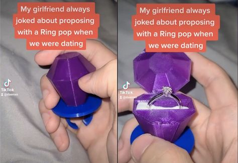 Ring Pop Proposal, To My Girlfriend, Ring Pop, Great Memes, Taylor Swift Funny, Drive In Movie, Marriage Proposal, Cute Wedding Ideas, Proposal Engagement