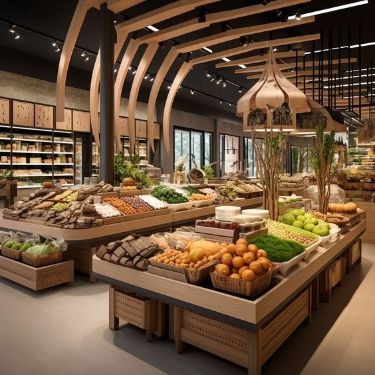 Vegetable Shop Interior Design, Nature Store Design, Cozy Grocery Store, Organic Store Interior, Organic Grocery Store Design, Grocery Market Design, Italian Grocery Store, Organic Market Design, Vegetable Store Design