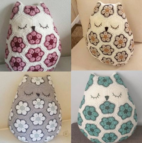 Crochet Pincushion, Granny Square Häkelanleitung, Buffalo Plaid Pillows, Owl Cushion, Crochet Baby Bonnet, Bird Throw Pillow, Plaid Pillow Covers, Crochet Cushion Cover, Owl Pillow