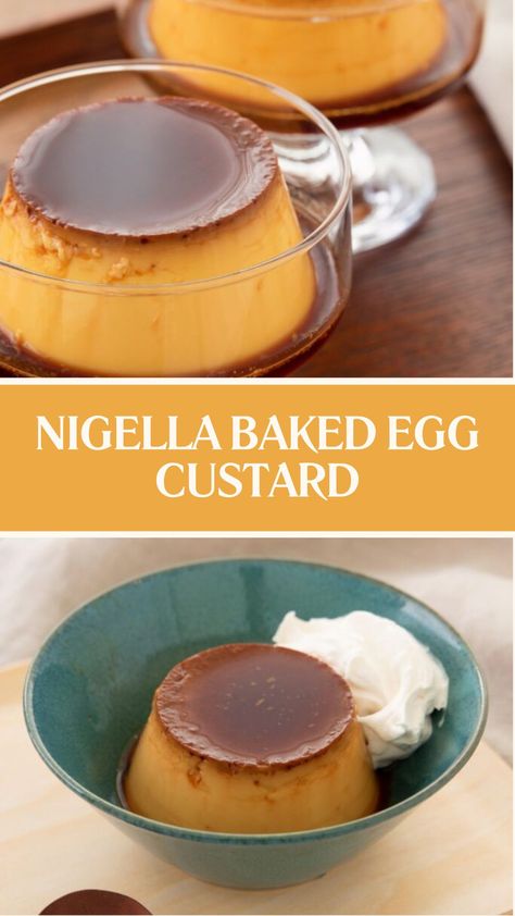 Nigella Baked Egg Custard Whole Egg Custard, Baked Egg Custard Recipe, Nigella Recipes, Baked Custard Recipe, Baked Egg Custard, Egg Custard Recipes, Nigella Lawson Recipes, Baked Custard, Sides Recipes