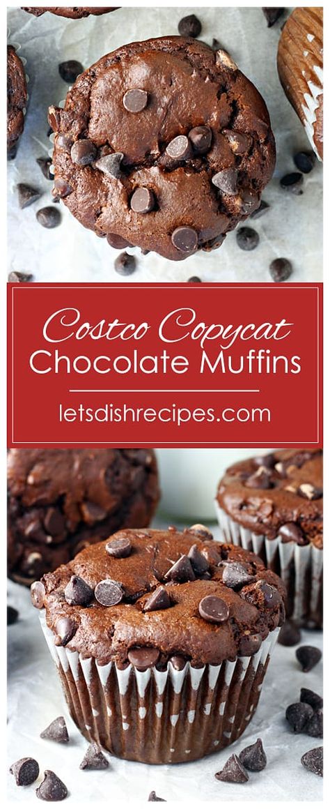 Giant Chocolate Chip Muffins, Costco Double Chocolate Chip Muffins, Costco Chocolate Chip Muffins, Copycat Costco Muffins, Giant Muffins Recipe, Big Muffins Recipe, Large Muffin Recipes, Costco Chocolate Muffins, Gourmet Muffins