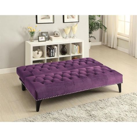 Purple Apartment Decor, Purple Apartment, Purple Bedroom Aesthetic, Tufted Bed Frame, Upholstered Sofa Bed, Purple Room Decor, Bed Frame Queen, Futon Bunk Bed, Purple Sofa