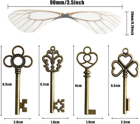 AmazonSmile: SANNIX Set of 30 Flying Keys DIY with Dragonfly Wing Charms Wings and Vintage Skeleton Key, Elastic Crystal String Harry Potter Keys With Wings, Flying Keys Harry Potter, Harry Potter Flying Keys, Harry Potter Weihnachten, Flying Keys, Imprimibles Harry Potter, Cumpleaños Harry Potter, Key Diy, Harry Potter Owl