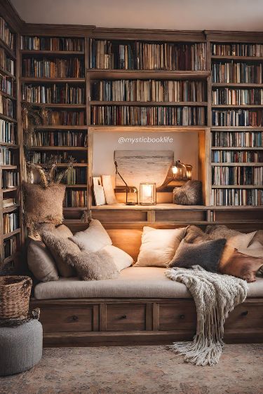 Book Nook Ideas, Library Book Nook, Dream Home Library, Cozy Home Library, Home Library Rooms, Nook Ideas, Home Library Design, Reading Nooks, Home Libraries