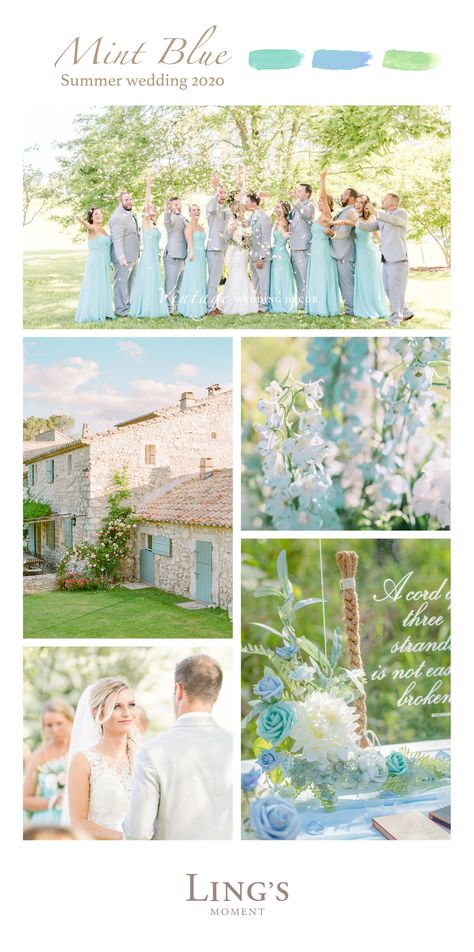 Colors For April Wedding, Mint Blue Wedding Theme, Beach Theme Wedding Colors, Mint Wedding Theme, Mint Wedding Colors, Mint Blue Wedding, Color Schemes Spring, Mint Green Wedding Theme, Rose With Stem