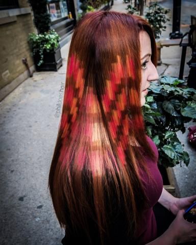 2015 ushered in a wave of interpretations of the pixelated haircolor technique—no one owned the technique more than Philip Ring. Haircolor Technique, Pixel Hair, Pixie Hair Color, Haircolor Ideas, Dimensional Color, Great Haircuts, Multicolored Hair, Hair Shows, Hair Coloring