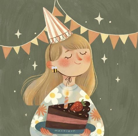 Birthday Girl Illustration, Birthday Illustration Art, My Birthday Is Coming Soon, Birthday Cake Wallpaper, Hbd Happy Birthday, Birthday Cake Wishes, Birthday Coming Soon, Birthday Artwork, Birthday Cake Illustration