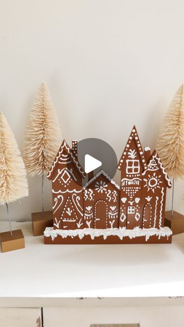 Liz Fenwick DIY on Instagram: "Gingerbread decor is SO popular this Christmas season! 🎄 When I saw gingerbread houses everywhere on Pottery Barn’s website, I knew I HAD to do a budget-friendly DIY! I found this home display at my local Dollar Tree Plus and I love how it turned out!! 😍 #dollartree #dollartreefinds #dollartreecommunity #dollartreediy #dollartreeobsessed #dollartreecrafts #dollartreehaul #christmasdecor #christmasdiy #diychristmas #diychristmasdecor #gingerbreadhouse #gingerbreaddecor" Dollar Store Gingerbread House, Dollar Tree Gingerbread House Diy, Liz Fenwick Diy, Liz Fenwick, Ginger Bread House Diy, Gingerbread Decor, Gingerbread Diy, Dollar Tree Haul, Dollar Tree Finds