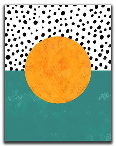 Modern Art Colorful, Abstract Minimalist Painting, Sun Abstract, Mid Century Modern Wall Decor, Abstract Painting Diy, Yellow Wall Art, Yellow Wall, Retro Mid Century Modern, Teal Yellow