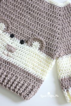 Crochet Baby Blanket Beginner, Crochet Baby Sweaters, Repeat Crafter Me, Crochet Baby Sweater, Baby Sweater Patterns, Bear Crochet, Pull Bebe, Crochet Baby Boy, Haken Baby