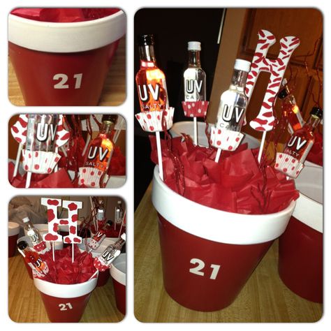 Red Solo Cup Themed 21st Birthday Centerpieces with initials. Red Solo Cup Party Ideas, 21st Birthday Centerpieces, Red Cup Party, Cup Party Ideas, 21st Birthday Games, Solo Cups Party, Lake Birthday Party, Lake Birthday, Party Ideas Games