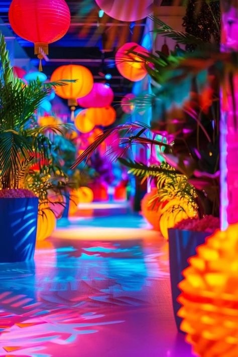 Ultimate Dance Party Ideas for Unforgettable Fun Music Festival Party Ideas, Hoco Decorations Party Ideas, Dance Themes Ideas, Miami Club Aesthetic, Miami Themed Party, Festival Themed Party Birthday, Music Festival Themed Party, Dance Party Ideas, Eclectic Party