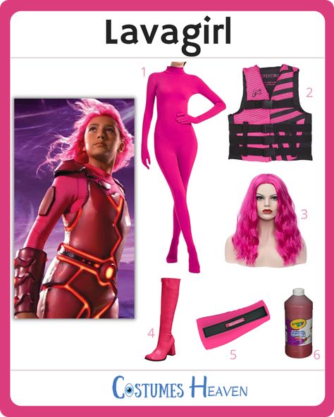 Lavagirl Halloween Costume, Halloween Pink Hair Costume, Pink Wig Halloween Costume, Halloween Costumes With Pink Hair, Pink Hair Costume Ideas Halloween, Pink Wig Costume Ideas Halloween, Pink Hair Costume Ideas, Pink Hair Halloween Costume Ideas, Pink Hair Halloween Costume