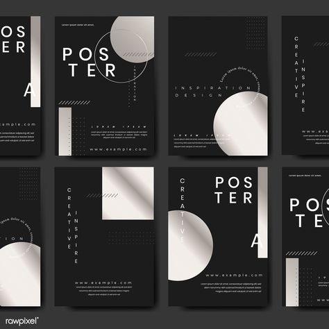 Minimal poster template vector set | premium image by rawpixel.com / Kappy Kappy Brochure Design Layouts, Minimalist Poster Design, Silver Invitation, Infographic Poster, Graph Design, Simple Designs To Draw, Minimal Poster, Grafic Design, Layout Template