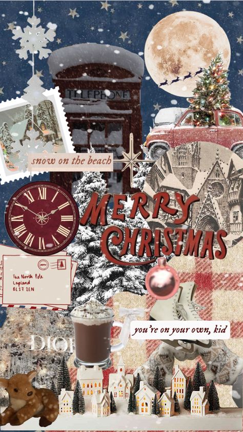 Christmas Iphone Wallpapers Aesthetic Collage, Vintage Christmas Wallpaper Aesthetic, Vintage Christmas Collage, Cristmass Aesthetic Wallpaper, Vintage Christmas Wallpapers, Coquette Christmas Wallpaper, Christmas Wallpaper Vintage, Christmas Collage Wallpaper, Christmas Ipad Wallpaper