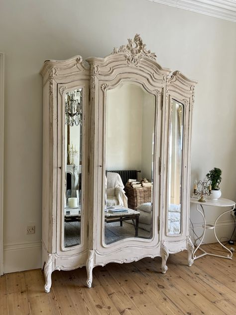 ANTIQUE FRENCH TRIPLE ARMOIRE French Country Armoire, French Closet, Italian Wardrobe, Closet Mirror, Armoire Makeover, Fancy Bedroom, Antique Wardrobe, French Wardrobe, French Armoire