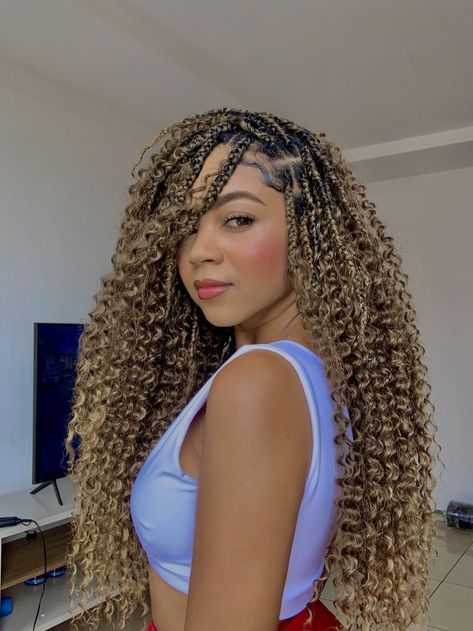 Curly Braided Hairstyles, Braids Boho, Braiding Hairstyles, Two Braid Hairstyles, Blonde Box Braids, Curly Crochet Hair Styles, Bohemian Braids, Protective Hairstyles For Natural Hair, Faux Locs Hairstyles