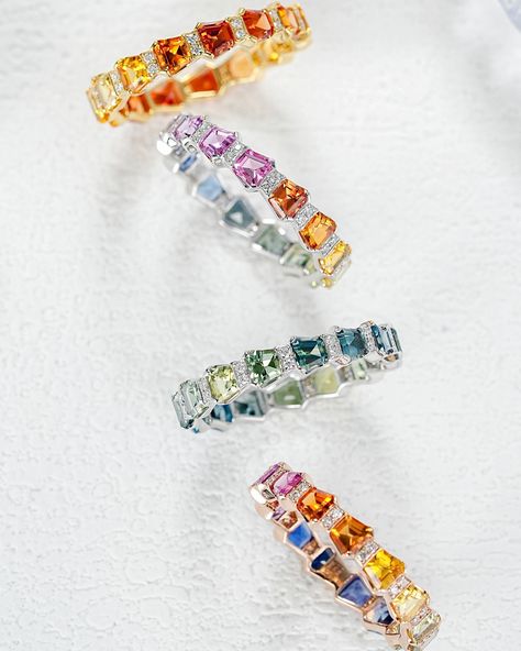 Rainbow sapphire in 18k gold eternity ring Ring size is tailor made 15-20 days #colorsapphire #rainbow #eternityring #eternityband #eternityring #tailormade Gold Eternity Ring, Eternity Ring Gold, Rainbow Sapphires, Ring Ring, Eternity Bands, Eternity Ring, 18k Gold, Sapphire, Ring Size