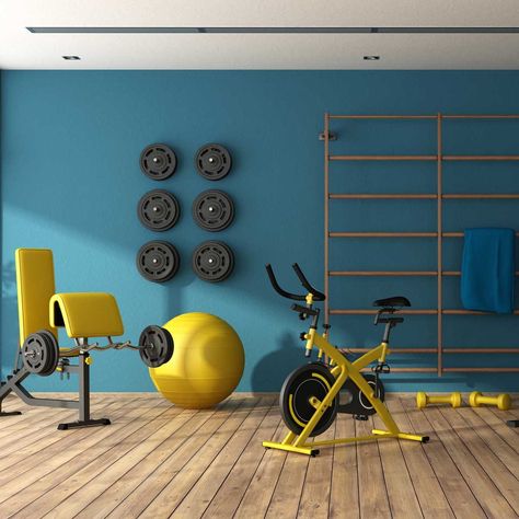 Gym Colors Ideas, Home Gym Paint Colors, Basement Gym Ideas, Cleaning White Walls, Small Home Gym, Basement Gym, Exercise Room, Gym Room At Home, Best Home Gym