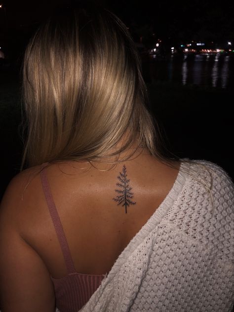 Pine Tree Tattoo Back, Birch Tree Tattoos, Evergreen Tree Tattoo, Outdoor Tattoo, Pine Tattoo, Tree Tattoo Back, Tattoo Tree, Mother Nature Tattoos, Tattoo Diy