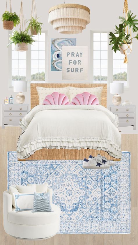 #coastal #coastalgranddaughter #bedroom #coastalbedroom Costal Bedroom, Coastal Room Decor, Beachy Room Decor, Beach Room Decor, Coastal Room, Antique Finds, Preppy Room Decor, Preppy Room, Dream Room Inspiration