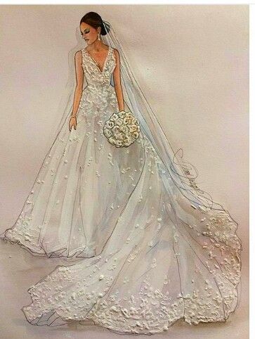 Wedding Dress Drawings, Vogue Art, Wedding Dress Illustrations, Costume Design Sketch, Bridal Art, Wedding Dress Sketches, Dress Illustration, Design Moda, Fashion Drawing Dresses