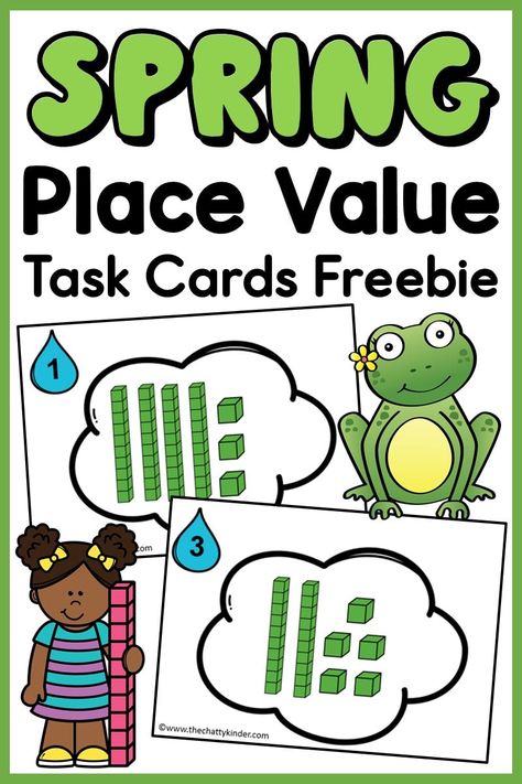 Free Place Value Activities, Place Value Bingo Free, Place Value For Grade 1, Place Value Kindergarten, Spring Math Centers Kindergarten, Place Value Blocks, Kindergarten Spring, Place Value Games, Base 10 Blocks