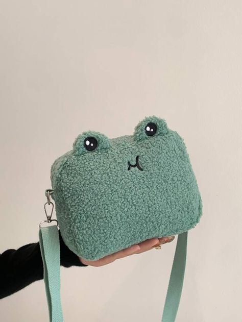 Mini Cartoon Frog Design Novelty Bag | SHEIN USA Animal Composition, Frog Cartoon, Kawaii Bag, Frog Decor, Crochet Frog, Frog Design, Embroidery Bags, Diy Tote Bag, Novelty Bags