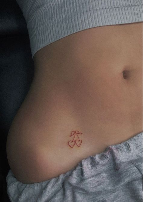 42 Tattoo, Tato Minimal, Small Girly Tattoos, Waist Tattoos, Cherry Tattoos, Hip Tattoos Women, Small Pretty Tattoos, Petite Tattoos, Classy Tattoos