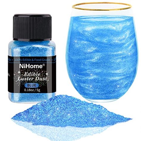 NiHome Edible Food-Grade Glimmer Powder Glitter Luster Dust Metallic Food Decorating Sprinkle Glimmery Dust for Drink Wine Beverage Cake Candy Dessert Bakery Restaurant Vegan (0.18oz/5g, Blue) Luster Dust, Edible Food, 14th Birthday, Candy Desserts, Food Decoration, Wine Drinks, Food Grade, Sprinkles, Glitter