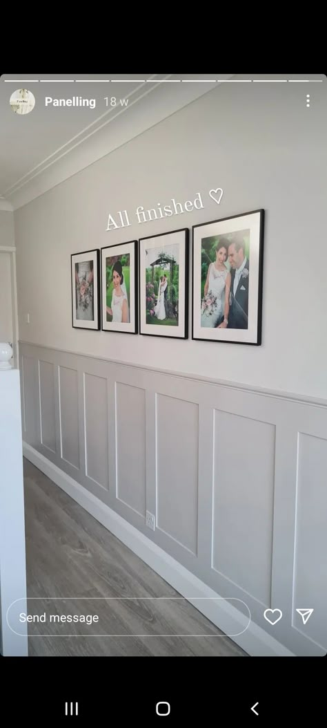 Hallway Panelling Ideas, Cottage Hallway, Hallway Panelling, Stair Paneling, Staircase Decor Ideas, Living Room Panelling, Cornforth White, Hall Colour, Staircase Wall Decor