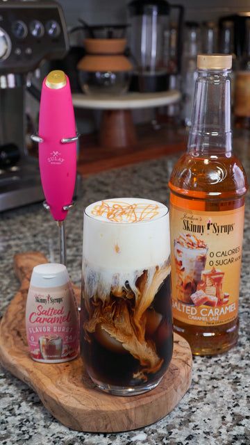 Salted Caramel Cold Foam, Salted Caramel Cold Brew, Caramel Cold Foam, Cold Foam Cold Brew, Salted Caramel Iced Coffee, Caramel Cold Brew, Caramel Iced Coffee Recipe, Flavored Coffee Recipes, Sugar Free Coffee Syrup