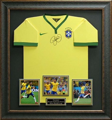 Neymar 2014, Penguin Bedroom, Sports Jersey Display, Football Room Decor, Brazil Jersey, Football Rooms, World Cup Teams, Jersey Display, 2014 World Cup