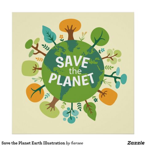 Save the Planet Earth Illustration Poster #savetheplanet #savetheearth #environmentalart #homedecor Save The Planet Poster, Save Earth Posters, Save Planet Earth, Planet Drawing, Planet Poster, Earth Poster, Earth Illustration, Save Our Earth, Save Trees