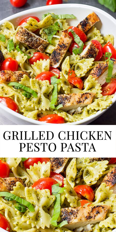 Pasta With Grilled Chicken, Grilled Chicken Pasta, Summer Pasta Recipes, Pesto Chicken Pasta, Summer Pasta Salad, Pasta Dinner Recipes, Mood Food, Health Dinner Recipes, Pesto Pasta