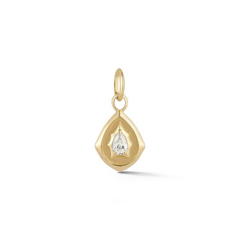 Set in our signature Alchemy setting, the Envoy Charm is the perfect mix between an heirloom pendant and an easy stacking piece. Handcrafted in 18-Karat gold and featuring a single pear-shaped diamond, the Envoy Charm will quickly become your go-to everyday talisman. Wear this piece on a classic chain like the Curb Link and pair it with diamond heavy charms like the Crescent Charm for a look that easily transitions from day to night. MATERIALS & MEASUREMENTS Material: 18-Karat Gold Size: approx. Gold Chain With Pendant, Water Element, Medallion Necklace, Unique Jewelry Designs, Pear Diamond, Pear Shaped Diamond, Gold Wedding Band, City Style, Chain Pendants